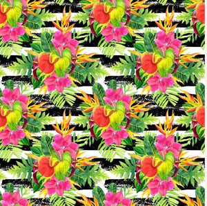Tropical flowers and stripes