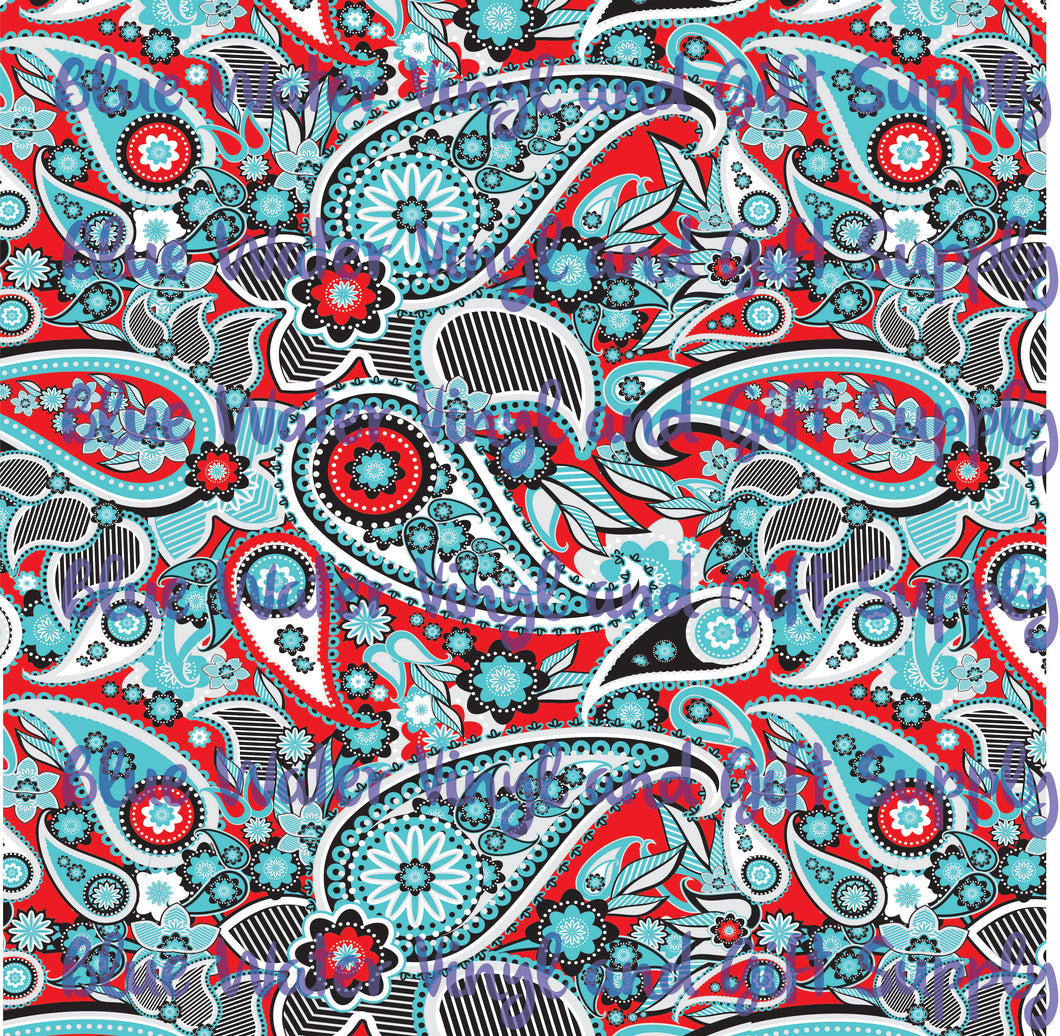 Paisley red with tiffany blue
