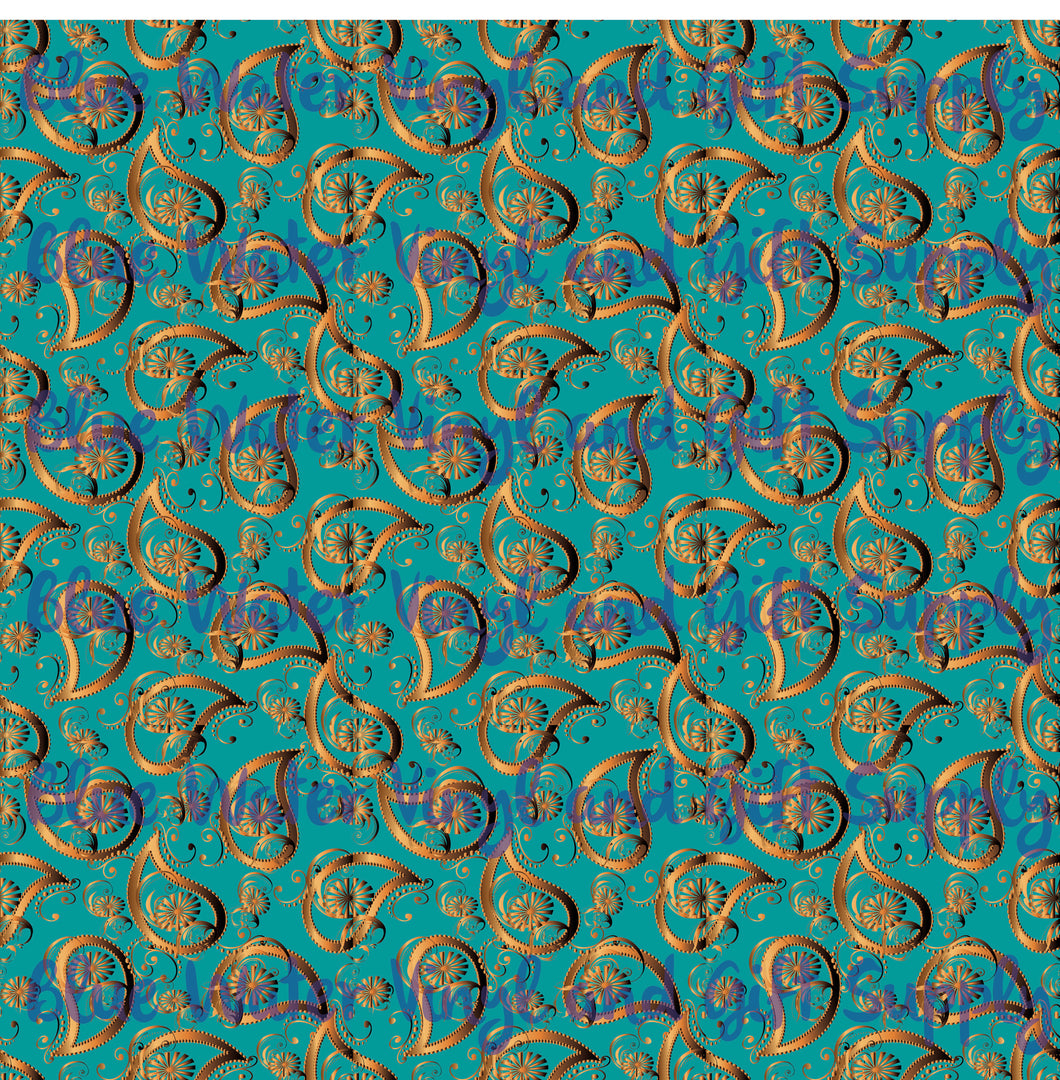 Paisley teal and gold