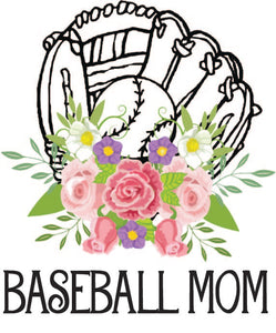 Baseball Mom with Glove and Flowers