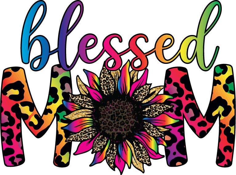 Blessed Mom with Sunflower (colorful leopard)