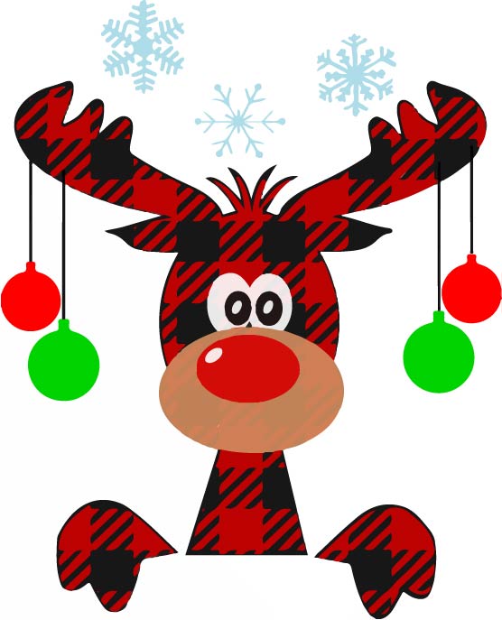 Christmas Reindeer Buffalo Plaid with Ornaments