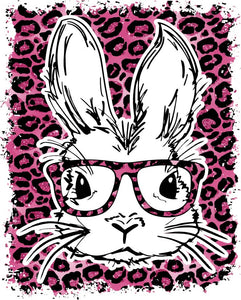 Easter Bunny Glasses Pink Glitter Leopard