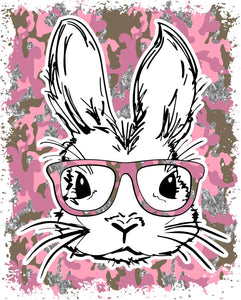Easter Bunny Glasses Pink Camo Glitter