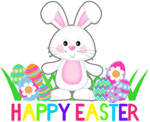 Happy Easter Bunny and Eggs