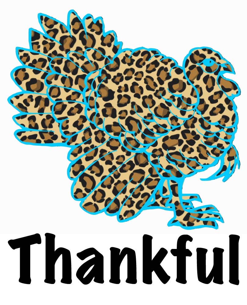 Thankful Turkey in Leopard and Teal