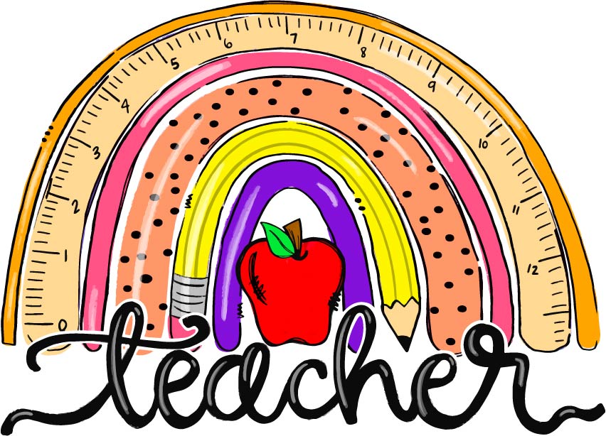 Teacher Rainbow (Ruler and Pencil