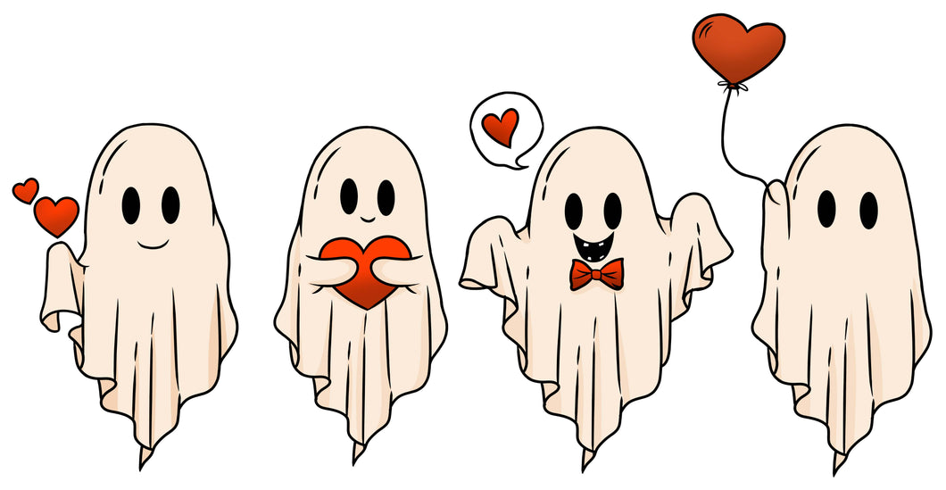 Valentine Ghosts with Hearts