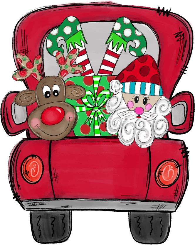 Christmas Truck with Santa and Reindeer