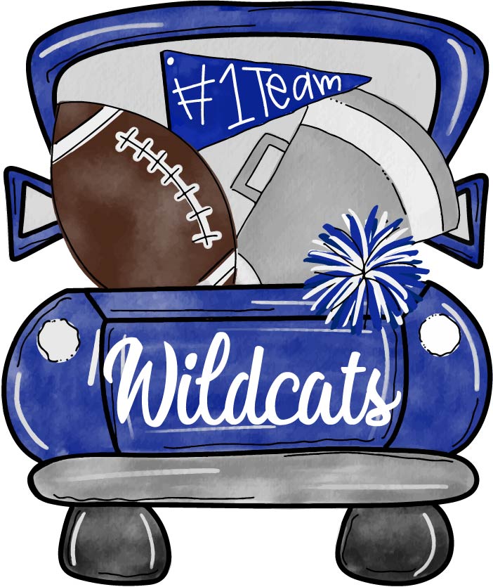 Tuscaloosa County High School Wildcats Blue Truck (football and megaphone)