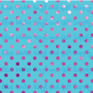 Blue with Metallic Pink Dots