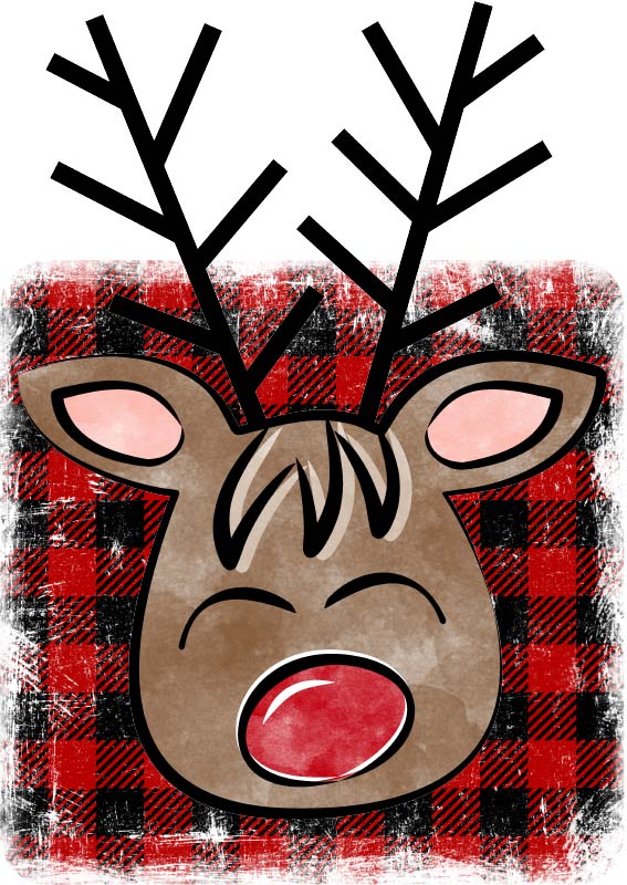 Christmas Reindeer Buffalo Plaid