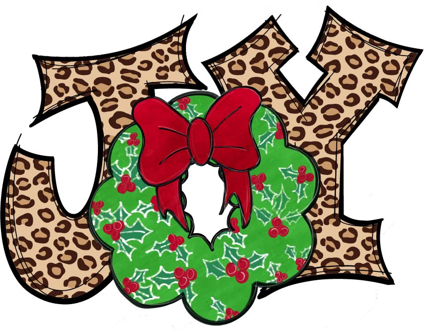 Christmas Joy With Wreath Leopard