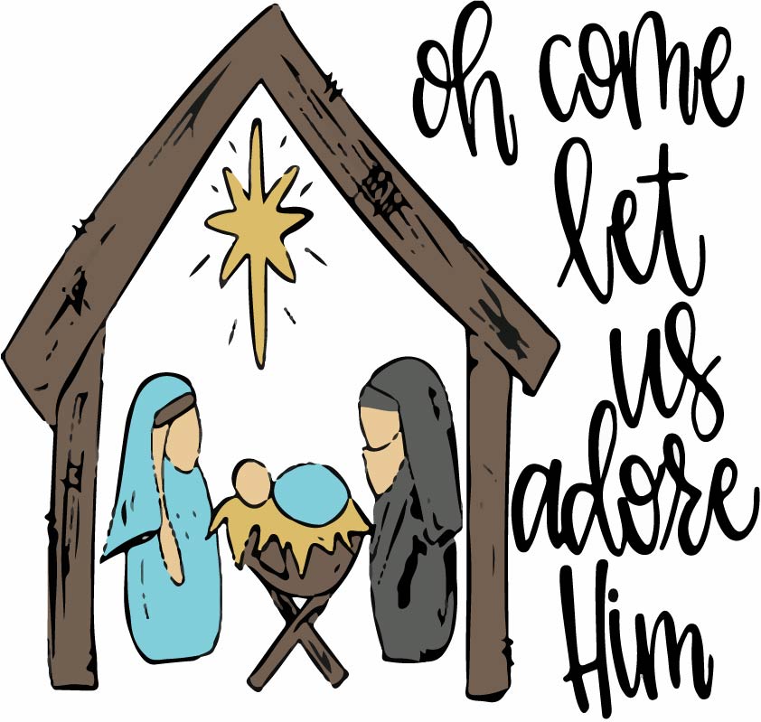 Christmas Manger Oh Come Let Us Adore Him