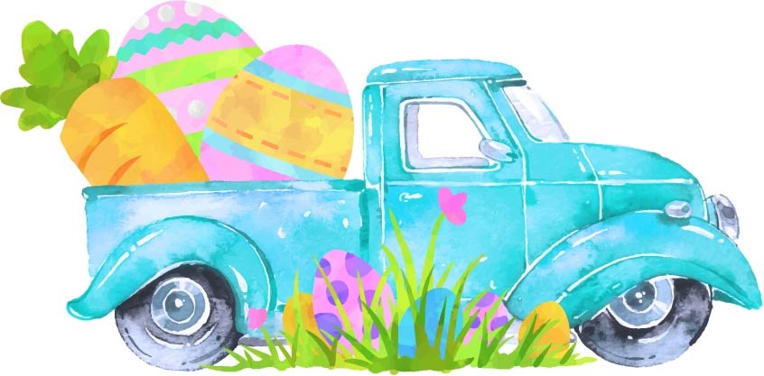 Easter Truck Pastel Blue with Eggs