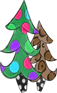 Christmas Trees with Dots and Leopard Print