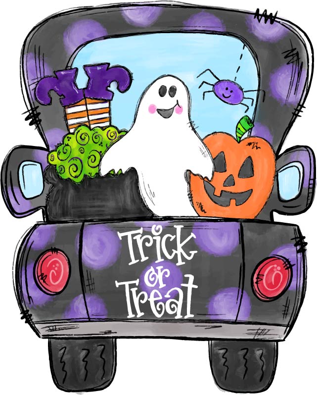 Halloween Truck with Ghost