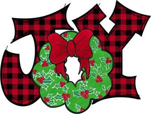 Christmas JOY with Wreath (Buffalo Plaid)