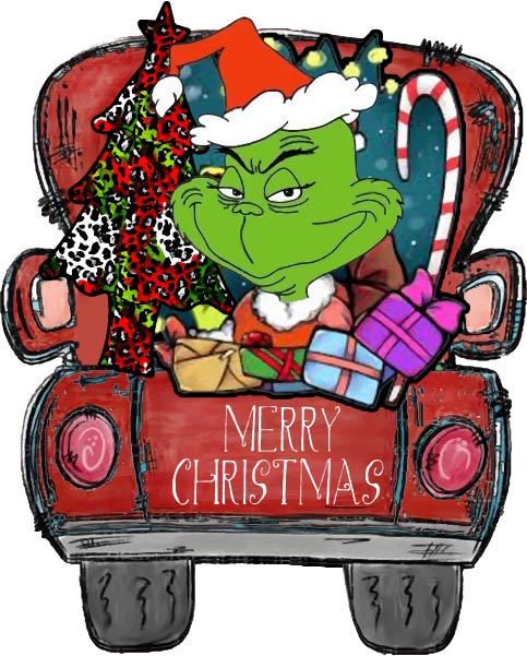 Christmas Merry Christmas Grinch Red Truck