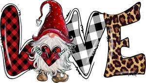 Valentine Love Gnome Buffalo Plaid Leopard