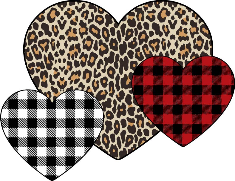 Valentine Buffalo Plaid and Leopard Hearts